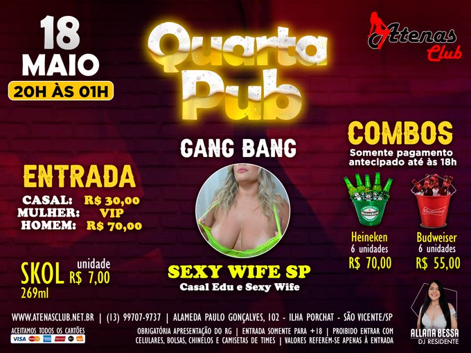 ATEN&Ccedil;&Atilde;O BAIXADA PAULISTA!!!!!! Quarta feira dia 18 vou estar no Atenas Club fazendo um Show Gang Bang
