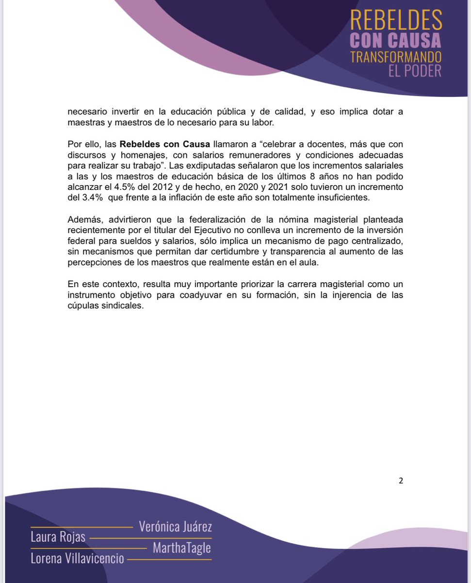 <a href="/RebeldesCausaMx/">Rebeldes Con Causa</a> llamamos a reconocer a maestras y maestros con salarios remuneradores y condiciones adecuadas para realizar su trabajo Después de la emergencia por la pandemia de COVID 19, la educación enfrenta retos importantes frente a la deserción y el atraso escolar.