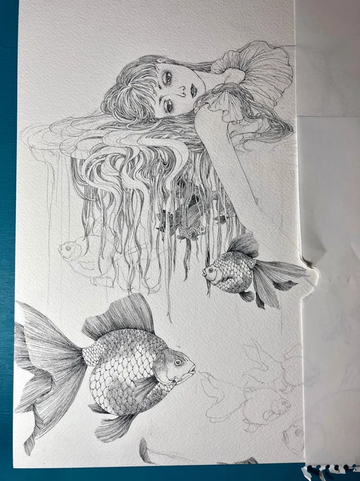 今日はこれにて

#ペン画 #丸ペン #絵 #制作過程 #art #illustration #drawing #penandink #wip 