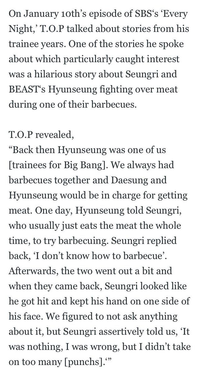 manonaswann's tweet photo. ‘Seungri looked like he got hit’ 🚩 

‘We figured not to ask anything’ 🚩

‘I was wrong, but I didn’t take on too many [punchs]’ 🚩

‘seungri was being a bit of a brat…boys will be boys and nobody actually got hurt badly’ 🚩

‘laughing about it later…are still friends’ 🚩 https://t.co/39xNSWqEKW