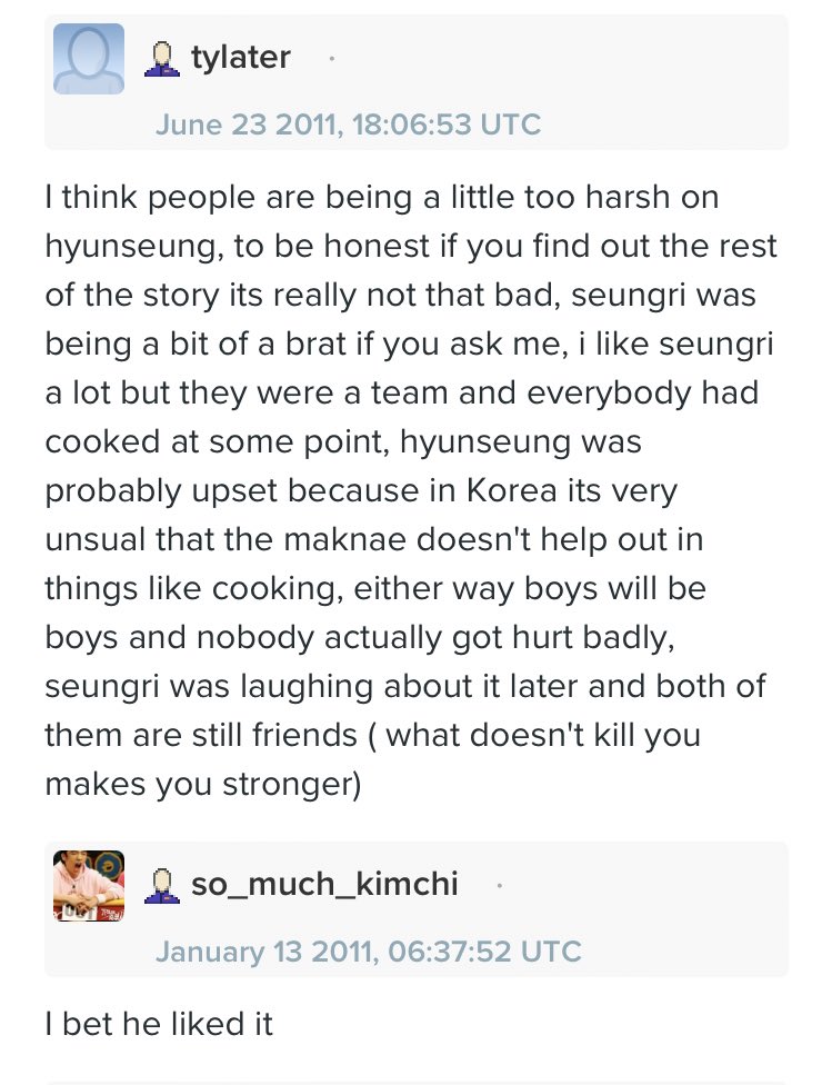 manonaswann's tweet photo. ‘Seungri looked like he got hit’ 🚩 

‘We figured not to ask anything’ 🚩

‘I was wrong, but I didn’t take on too many [punchs]’ 🚩

‘seungri was being a bit of a brat…boys will be boys and nobody actually got hurt badly’ 🚩

‘laughing about it later…are still friends’ 🚩 https://t.co/39xNSWqEKW