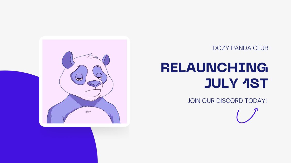 DozyPandaClub's tweet photo. Its Official @DozyPandaClub is RE-LAUNCHING JULY 1ST! 

Our Discord will be open!! To everyone willing to join and be apart of our journey over the next 6 weeks as we begin to countdown to AMA #1 

Join Now
https://t.co/Cn05Vv2Dxv

#NFT #NFTS #SOLANA #SOLANANFTS https://t.co/29s4eCTfgJ