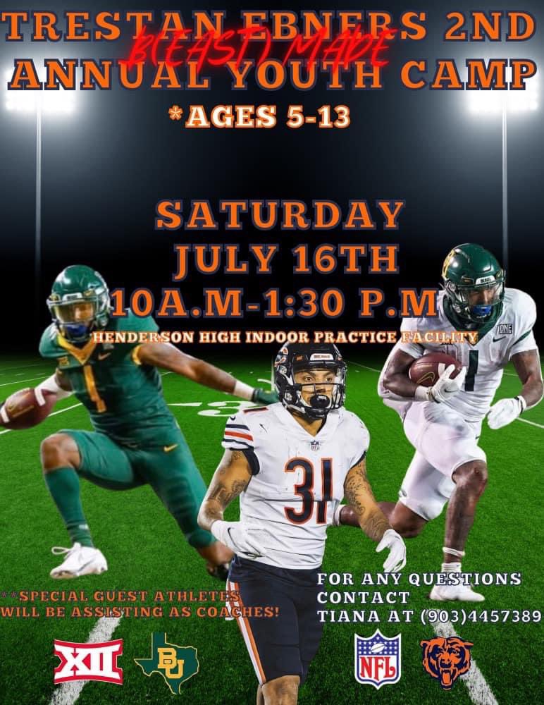 tiaaannaaa's tweet photo. SATURDAY JULY 16th Trestan will be hosting his Annual youth camp at Henderson High School indoor facility‼️‼️‼️
The camp will be FREE to anyone ages 5-13 who would like to participate. RSVP REGISTER AT THE LINK BELOW‼️#bEASTMADE
https://t.co/XlmElStzoT https://t.co/0oUWCFrmN6