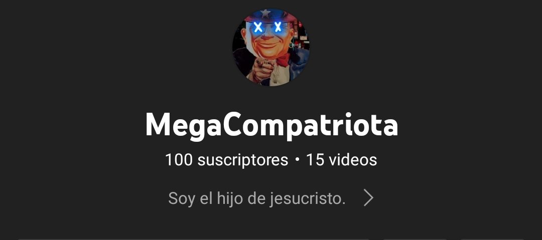 MegaCabrN's tweet photo. Agradezco a todas esas personas que me han apoyado en este canal, ya somos 100 suscriptores y ahora me propongo darle más identidad a ser MegaCompatriota, gracias 🤘. https://t.co/2DP8VEEbzT