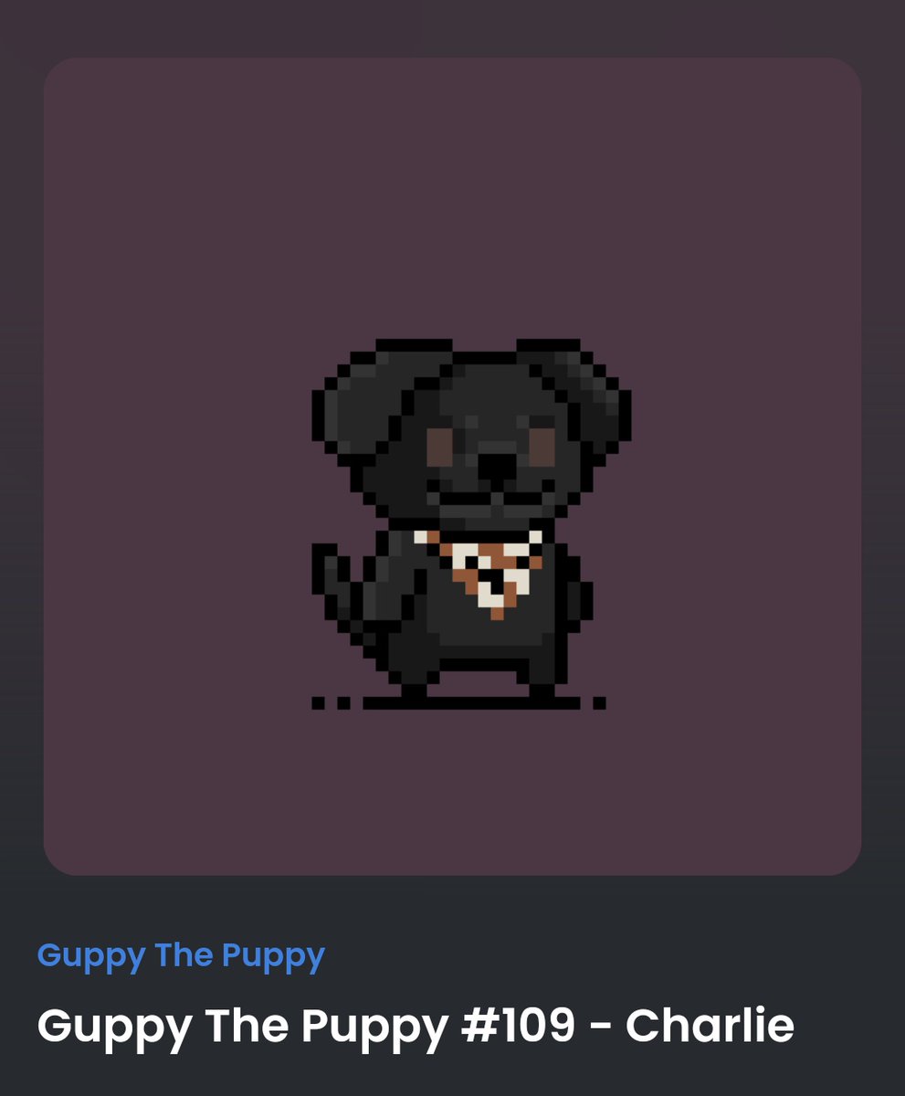 LeavesNftea's tweet photo. I just got this amazing custom NFT from @GuppyThePuppy1! It looks just like my dog, Charlie! https://t.co/APJqGy8Vp7