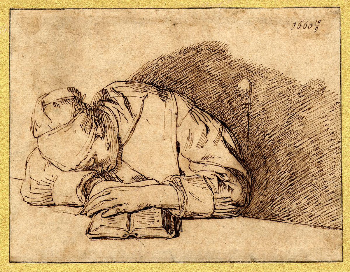 jdmccafferty's tweet photo. Asleep at her book.
Jan de Bray, 1660.

(British Museum) https://t.co/A6FUzXrWNg