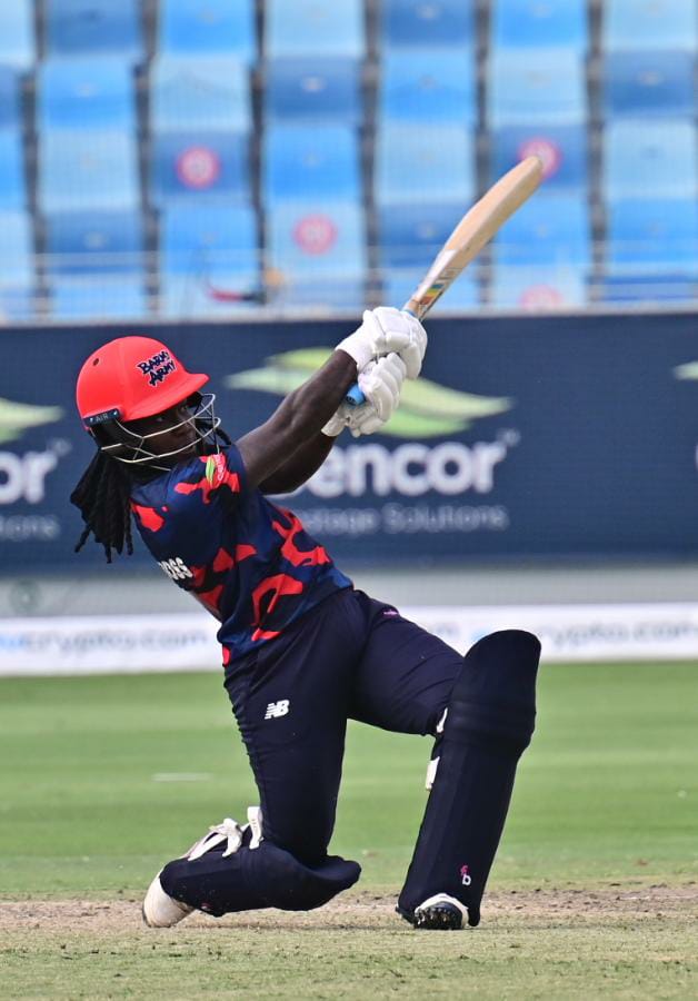fairbreakglobal's tweet photo. Deandra Dottin brings up a 50-ball century with a SIX!

That's the second 💯 of the SDG #FBI22 👏

@Dottin_5 showing why she has "World Boss" on the back of her @TheBarmyArmy  👕 

@SDGimpactfund @CricketHK @gencorpacific @windiescricket https://t.co/M3otlBNANV