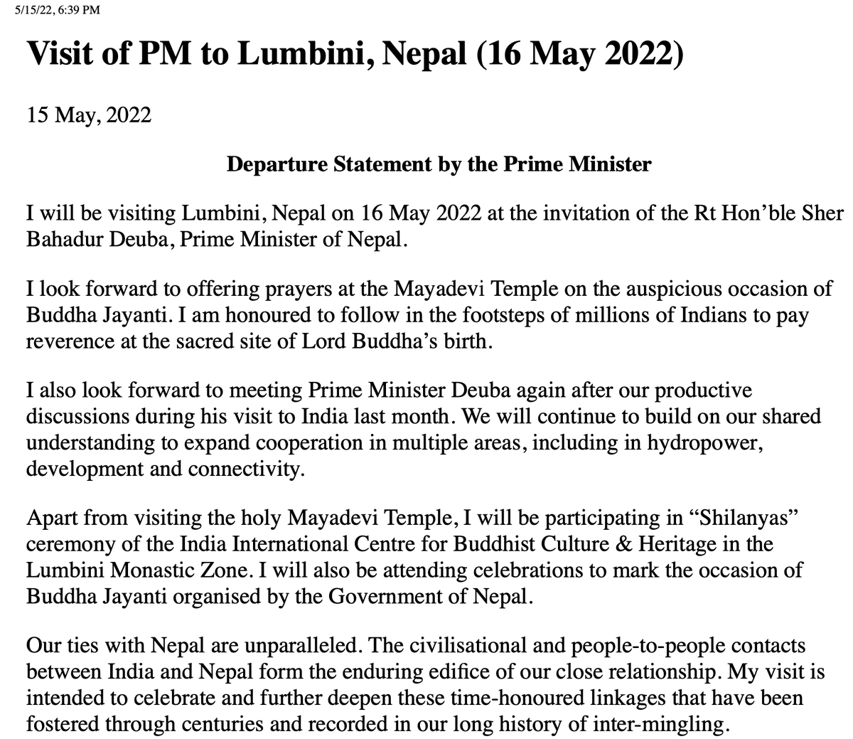 Chellaney's tweet photo. Nepal and India are  symbiotically tied. Yet, India's neglect allowed China to make deep inroads into Nepal. When Modi went to Nepal in August 2014, he became the first Indian prime minister to visit that country in 17 years. Now Modi is going to Nepal on his fifth visit as PM. https://t.co/56XpW8cVvV