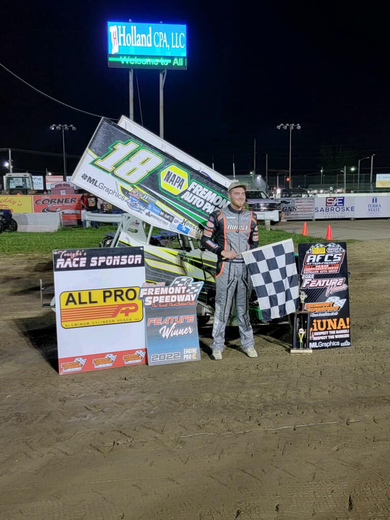 greberracing's tweet photo. Congratulations to @Cole_Macedo18 and @RayBrooksRacing on their AFCS win last night at Fremont Speedway. Use Promo Code: Macedo for 10% off your order today! Offer expires 5/18. #TeamGreber https://t.co/wwfz1y6IqK