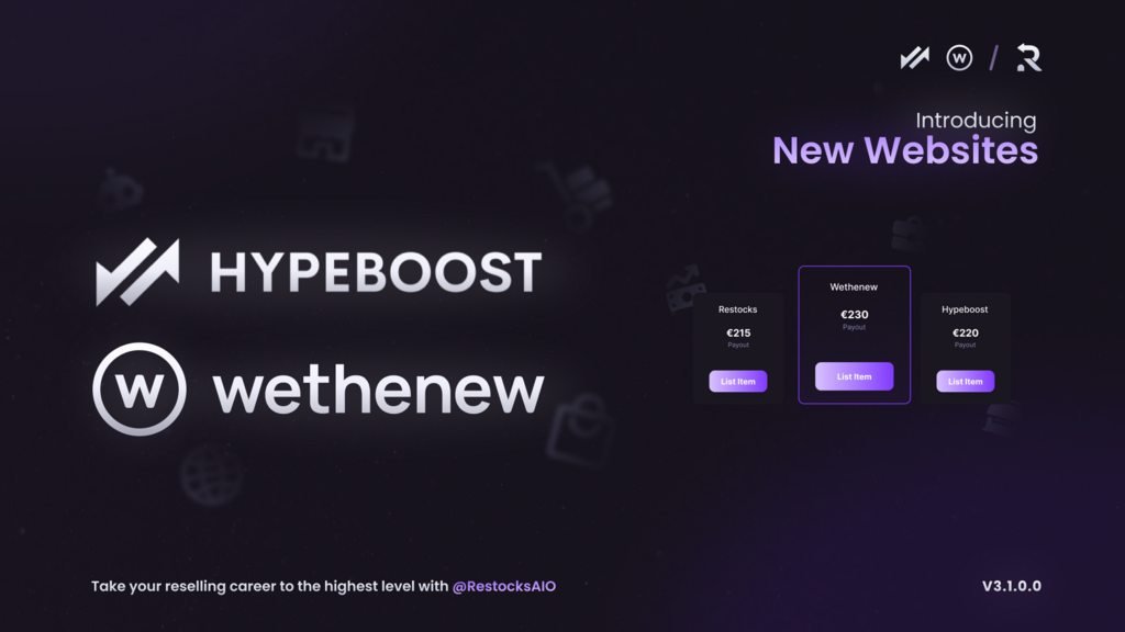 RestocksAIO's tweet photo. We are extremely excited to announce two new sites to coming to RestocksAIO on Wednesday! Head over to https://t.co/ckERay66aO to get your membership today! https://t.co/XedpGJzuwA
