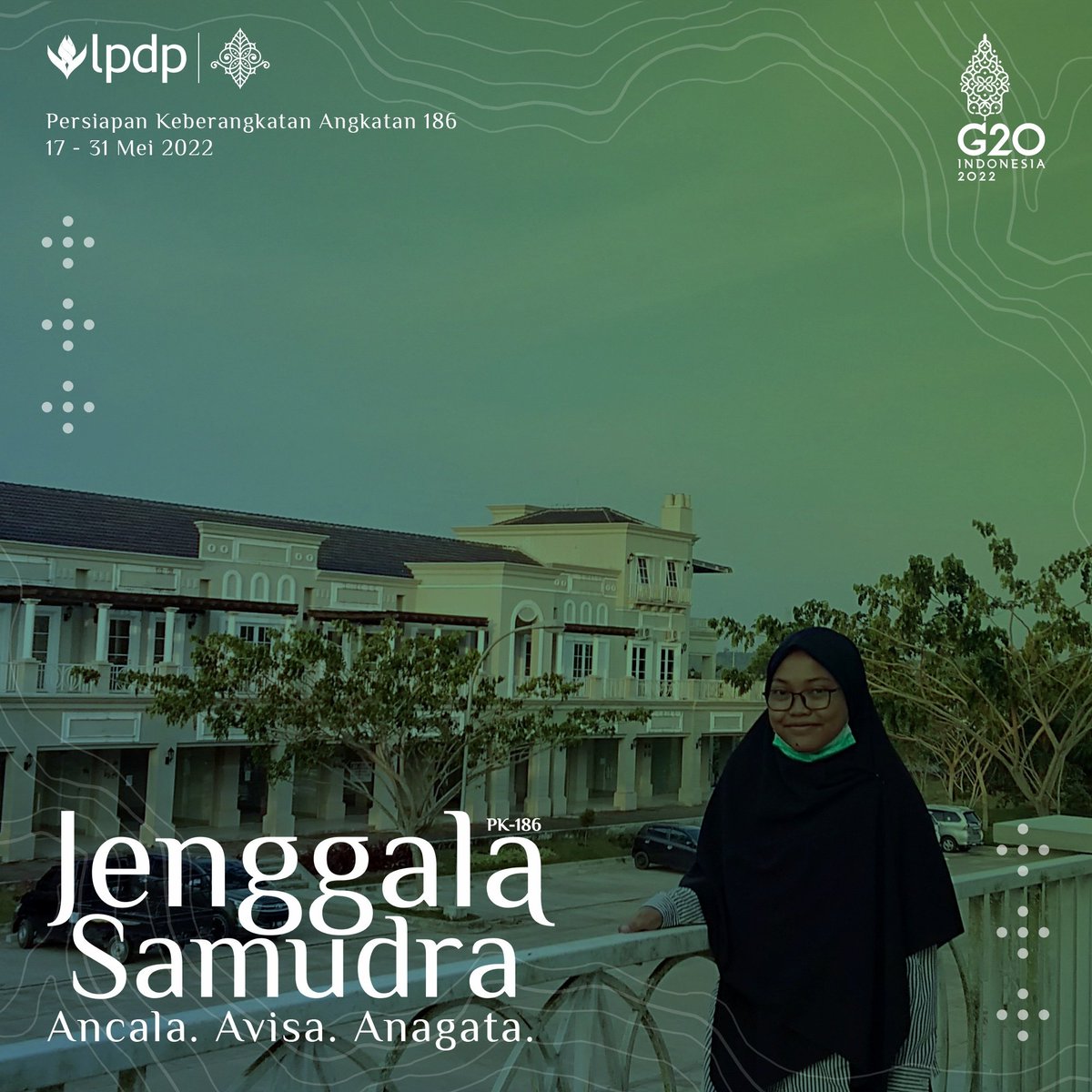 Suparmi_2799's tweet photo. Berkolaborasi merangkai tujuan dan cita negeri, saya Suparmi, awardee @lpdp_ri, siap mengikuti PK-186 “Jenggala Samudra”,  pada tanggal 17 – 31 Mei 2022.

#LPDP
#PK186
#JenggalaSamudra
#DiriUntukNegeri
#AkuPastiMengabdi
#SatuDekadeLPDPSemakinBerintegritas
#SDMUnggulIndonesiaMaju https://t.co/8qNywfMGPp