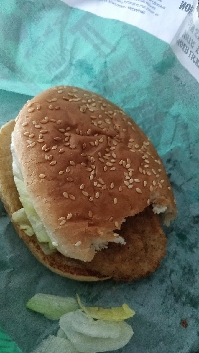 PaulHyphenS's tweet photo. Hey, @KFC_UKI I know your vegan burgers are tasty but did someone have to take a bite out the bun before I got it? https://t.co/OKyEuIWRRW
