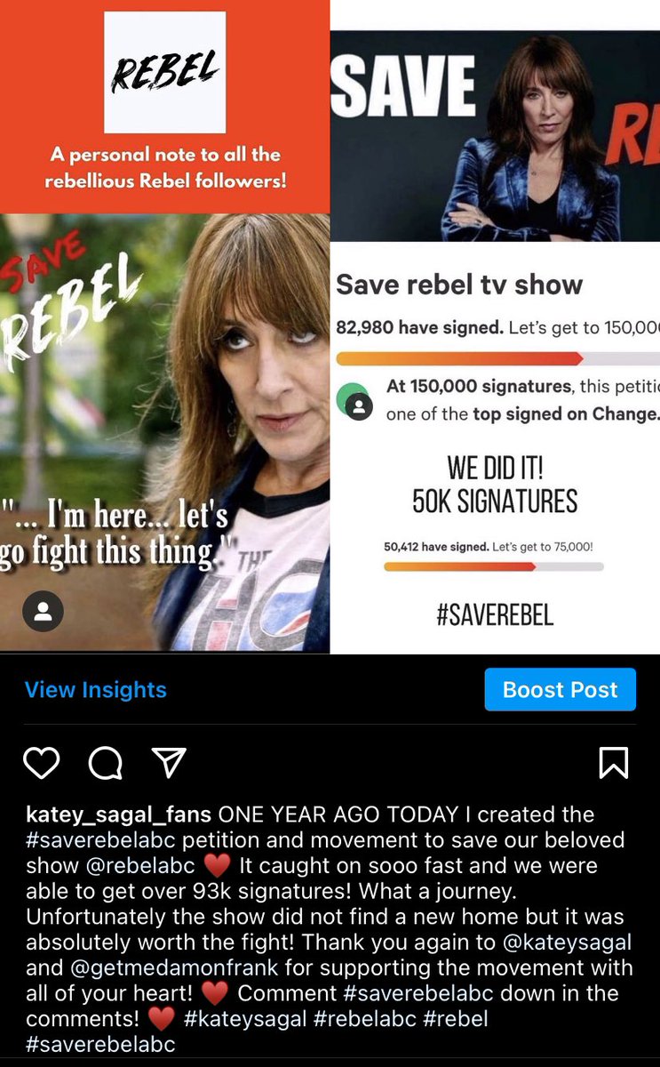 Saverebelabc1's tweet photo. 1 YEAR AGO TODAY I created the #saverebelabc petition and movement to save our beloved show @rebelabc.It caught on so fast and we were able to get over 93k signatures!Unfortunately the show did not find a new home but it was absolutely worth the fight @KateySagal @getmedamonfrank https://t.co/WGYkaSZFJ8