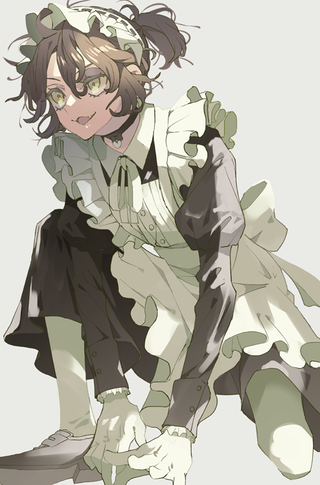 solo maid maid headdress apron green eyes gloves white gloves  illustration images