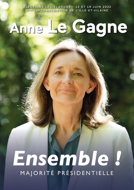 AnneLegagne's tweet photo. 🇫🇷 Honorée et fière d’être investie pour les élections #législatives dans la 7ème circonscription d’Ile et Vilaine.

Vou pourrez me faire confiance pour agir, pour vous, au sein de la majorité présidentielle comme députée.

À vos côtés. #Ensemble ! https://t.co/nSxkOQMqOq
