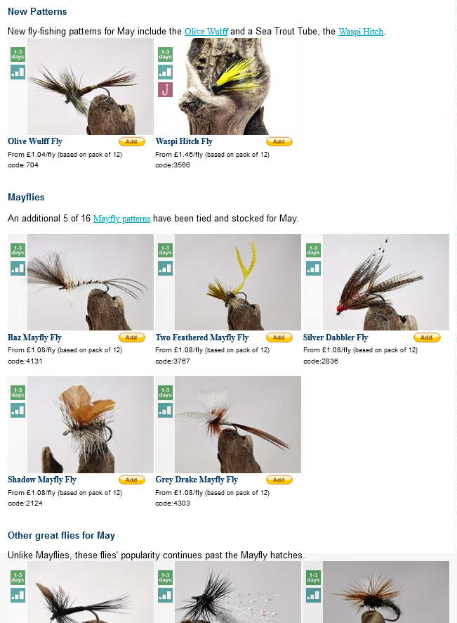 Fish4Flies's tweet image. Our May restock has arrived with a total of 49 different patterns available. There are popular patterns ideal for May and late spring into Summer, with 5 Mayflies in total. Well worth a peek! #flyfishing
fish4flies.com/F4F-Chart/Rece…
