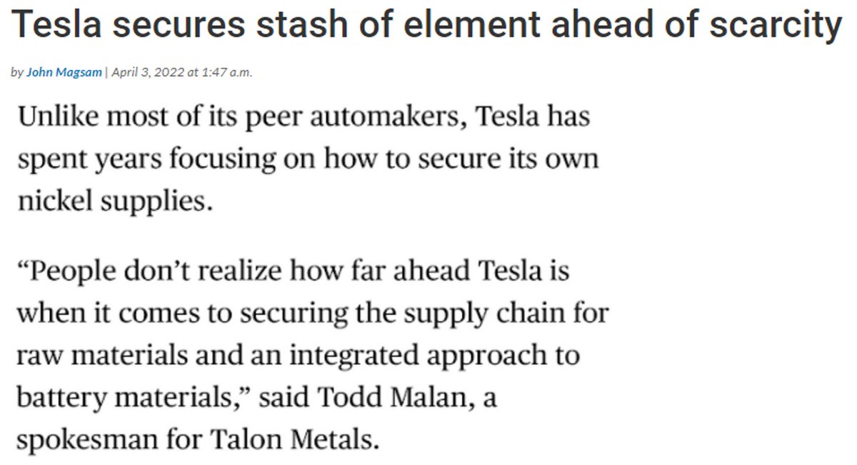 Cost inflation will be a margin headwind going forward, but Tesla is much better positioned than peers given much stronger:- margin profile- EV scale- raw materials sourcing capabilities- supply chain integration