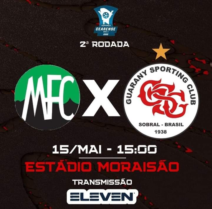 HOJE TEM GUARANY!!!

🏆 Cearense Série B 2022
✅ 2ª Rodada 
🆚 Maranguape⠀
🏟 Moraisão - Maranguape/CE
⏰ 15h00m
🎥 Eleven Sports

#VamosGuarany #EquipeGSC