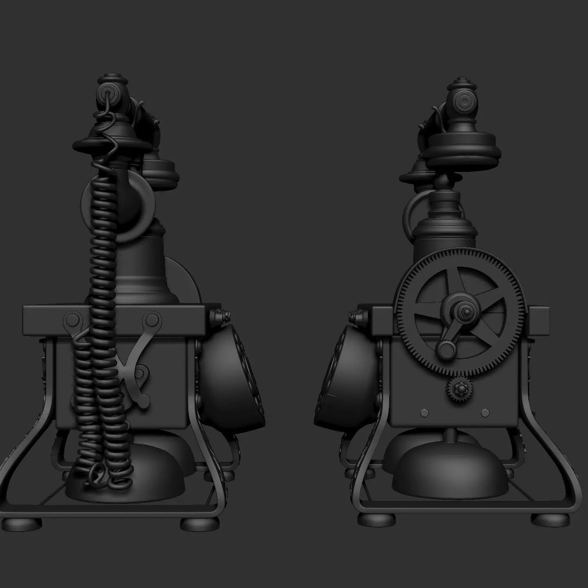 kkhsp's tweet photo. Update on Vintage phone project. High poly's ready to go. #vintage #highpolymodeling #zbrush #modeling #3d #gameprop #gamedesign #3dprop https://t.co/aQyfnaOvvt