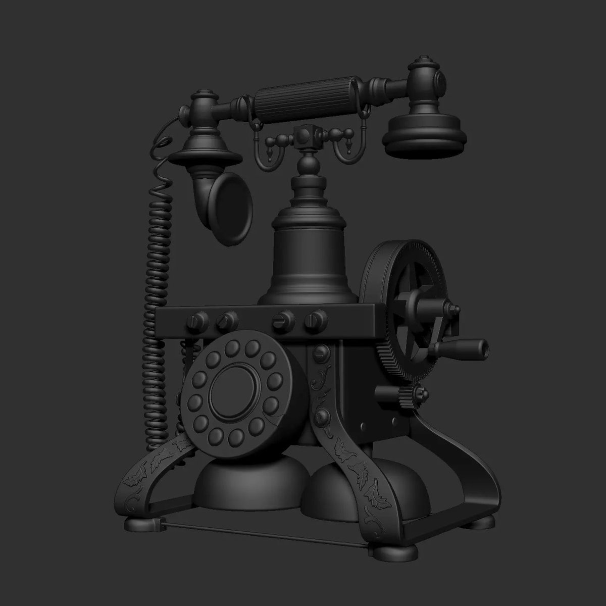 kkhsp's tweet photo. Update on Vintage phone project. High poly's ready to go. #vintage #highpolymodeling #zbrush #modeling #3d #gameprop #gamedesign #3dprop https://t.co/aQyfnaOvvt