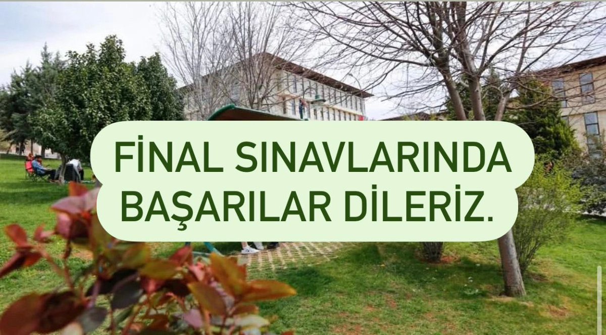 Bütün öğrenci arkadaşlarımıza final sınavlarında başarılar dileriz. <a href="/hkunv/">Hasan Kalyoncu Üniv</a> <a href="/TurkayDereli/">Türkay Dereli</a> <a href="/gulckmzz/">Dr. öğr. Üyesi Gül Çıkmaz</a>