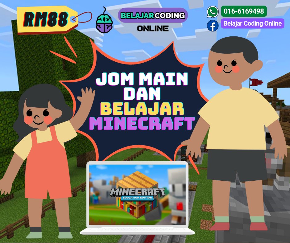 BelajarCoding09's tweet image. Jom main dan belajar Minecraft dengan kami! DM kami untuk pendaftaran!