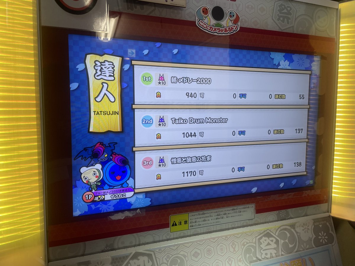 zeroneko7211's tweet photo. 太鼓の達人ニジイロ2021 達人 全良／虹枠金合格

自分が金達人受かる日がくるなんて思ってもなかったから本当に嬉しいです！！！！！

応援してくれた人本当にありがとうございました！！！！！！！！！！！！！！ https://t.co/89pAEVWVyw
