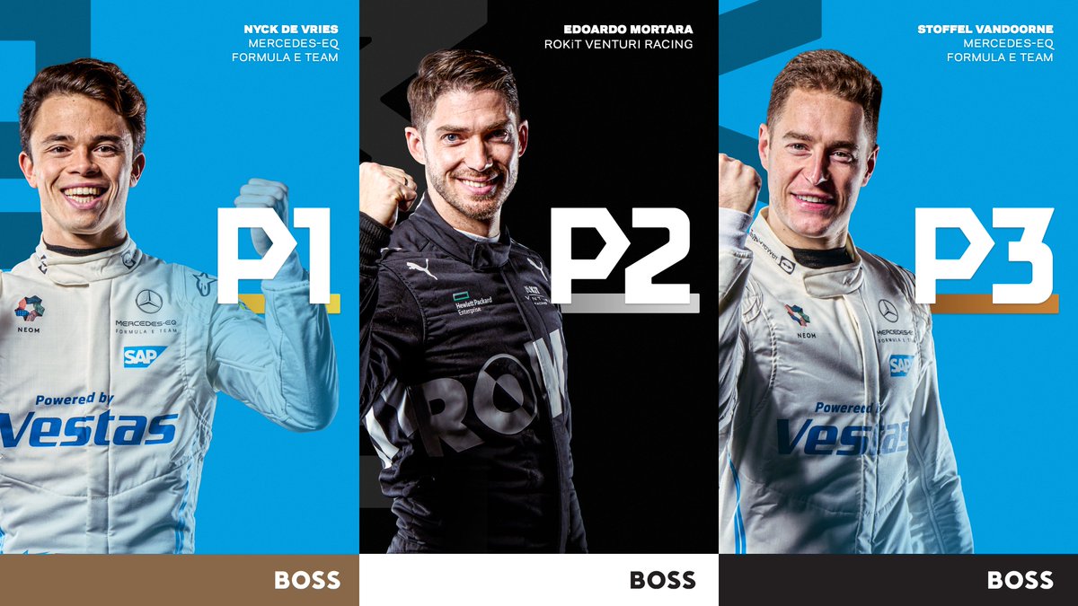 .@nyckdevries WINS Round 8 - the 2022 @Shell_Recharge #BerlinEPrix 👏⚡️

He's joined on the podium by Round 7 winner @edomortara and teammate @svandoorne!

#THISISBOSS @HUGOBOSS