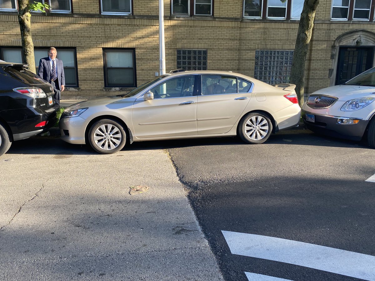 Joe and I attended a wonderful 50th wedding anniversary in Chicago. There was very little parking available, but I told my husband I could get the car into this space. It amazes me all the skills you learn growing up as a farm kid.