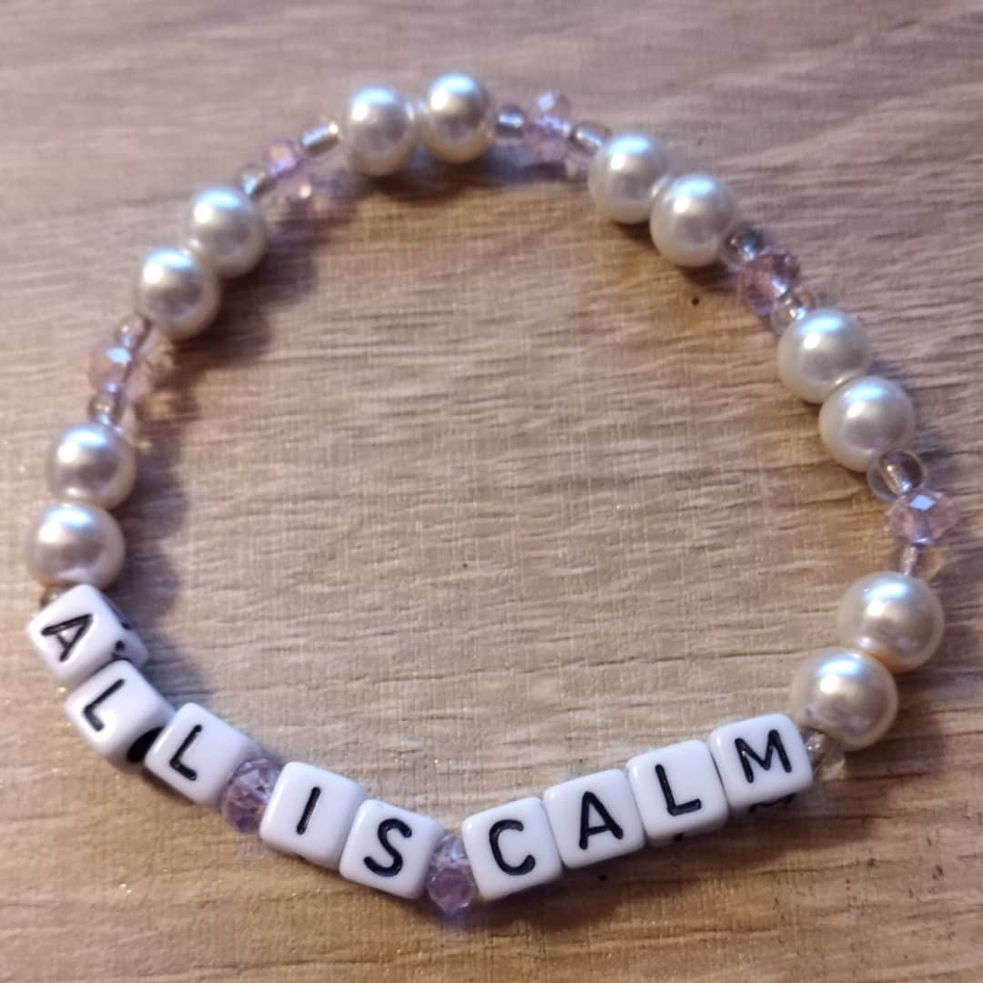 #quote #bracelet All Is Calm #pearls and #rondellebeads