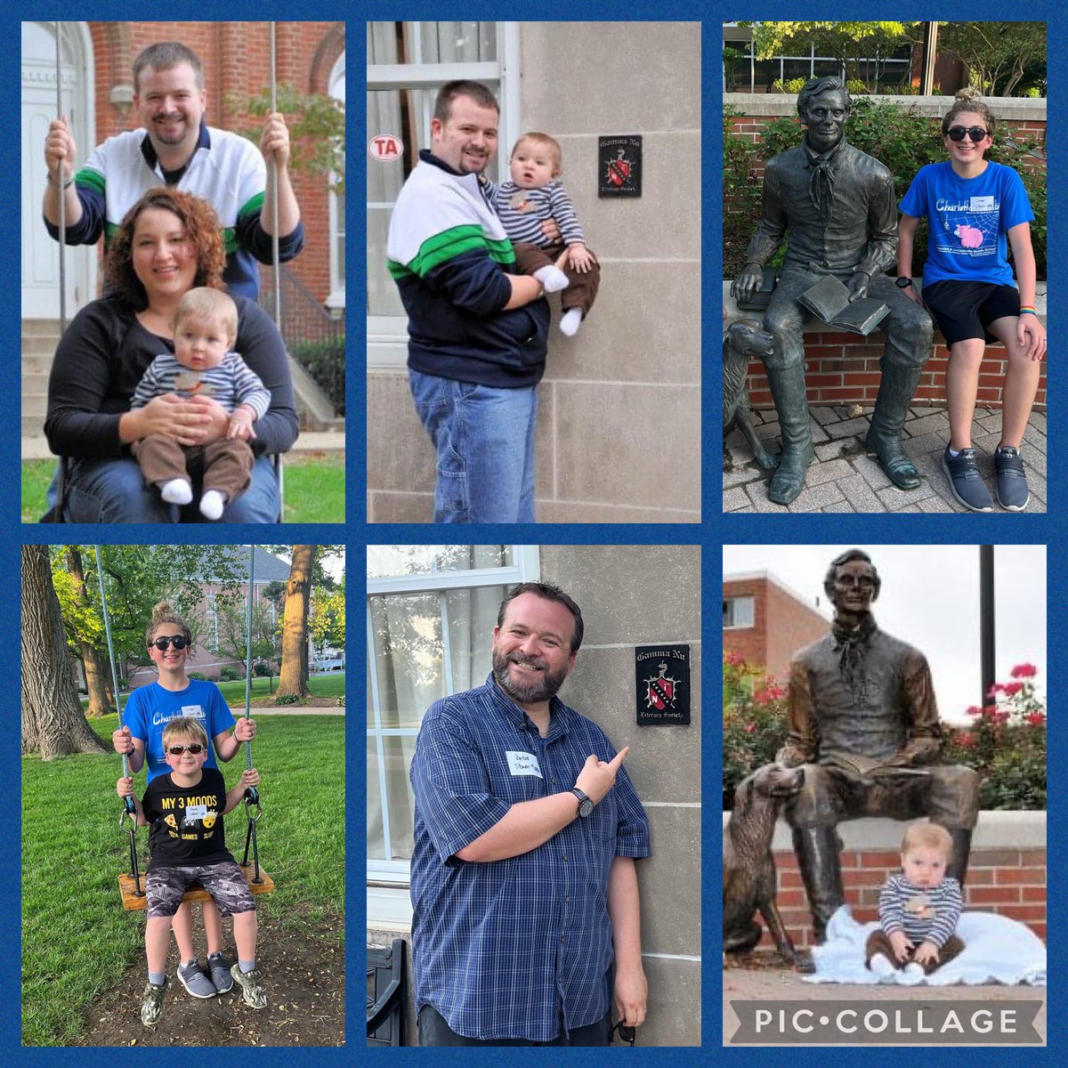 plaidbuford's tweet photo. I would say our son Cooper has changed quite a bit from this photo session at #IllinoisCollege from 12 years ago! #TrueBlueForever 💙 #Nostalgia #College https://t.co/mIoJPce0SD