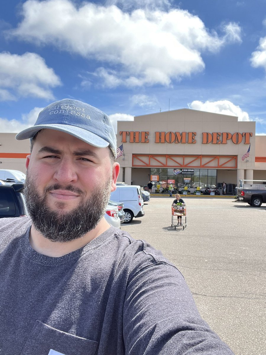 rural___juror's tweet photo. doing what every gay man wants to do on his birthday …. home depot shopping spree!!!!! 😜🤓 yes my hat is crooked but im doing the best i can with what ive got 😂🥳 xo #stopsupport #hatetrump https://t.co/gSuk2Cgcly
