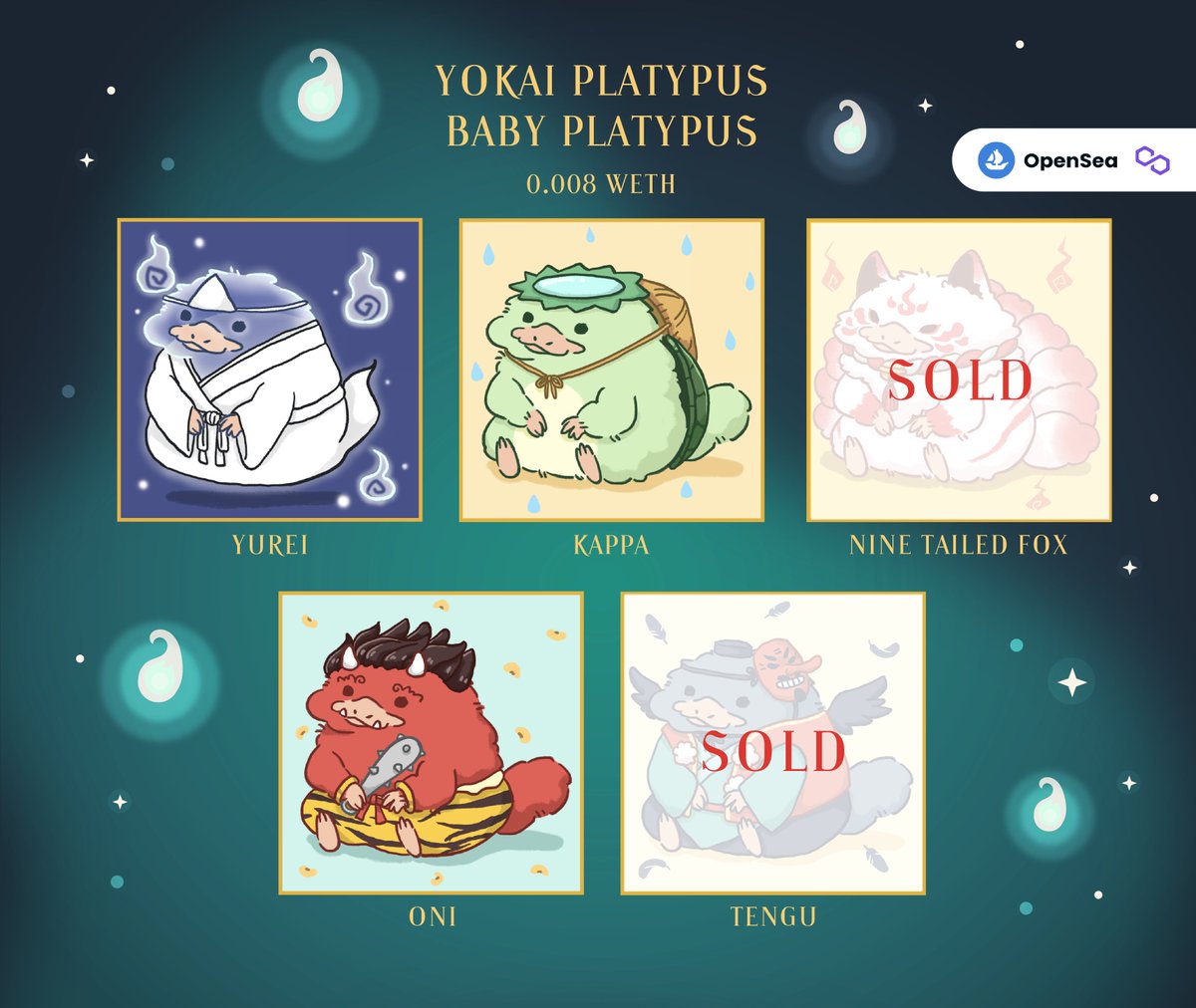 👻 Yokai Platypus 👻
      Baby Platypus

Do you believe in folklore and spiritual being?

🪙0.008 WETH (Polygon)
👉Now on Opensea
opensea.io/collection/bab…

#NFTCommmunity #NFTTHAILAND  #NFTJapan #nftcollector #NFT #nftpolygon