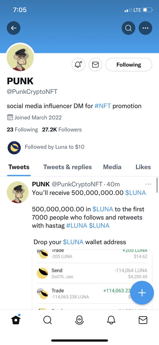 Hamii1123's tweet photo. @PunkCryptoNFT Done 

terra1ncjg4a59x2pgvqy9qjyqprlj8lrwshm0wleht5

Memo: 108975665 https://t.co/OkpCDuBAGE
