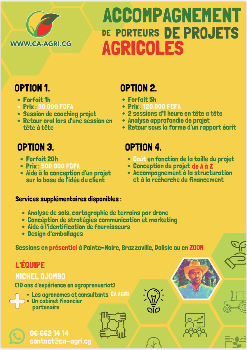 micheldjombo's tweet photo. Depuis que je suis entrepreneur dans le secteur agricole #ChezMoiAuCongo, je suis sans cesse sollicité pour des avis, des conseils… j’ai décidé de franchir le pas et formaliser ces échanges à travers des services d’accompagnement. https://t.co/ipIIf1eVAf