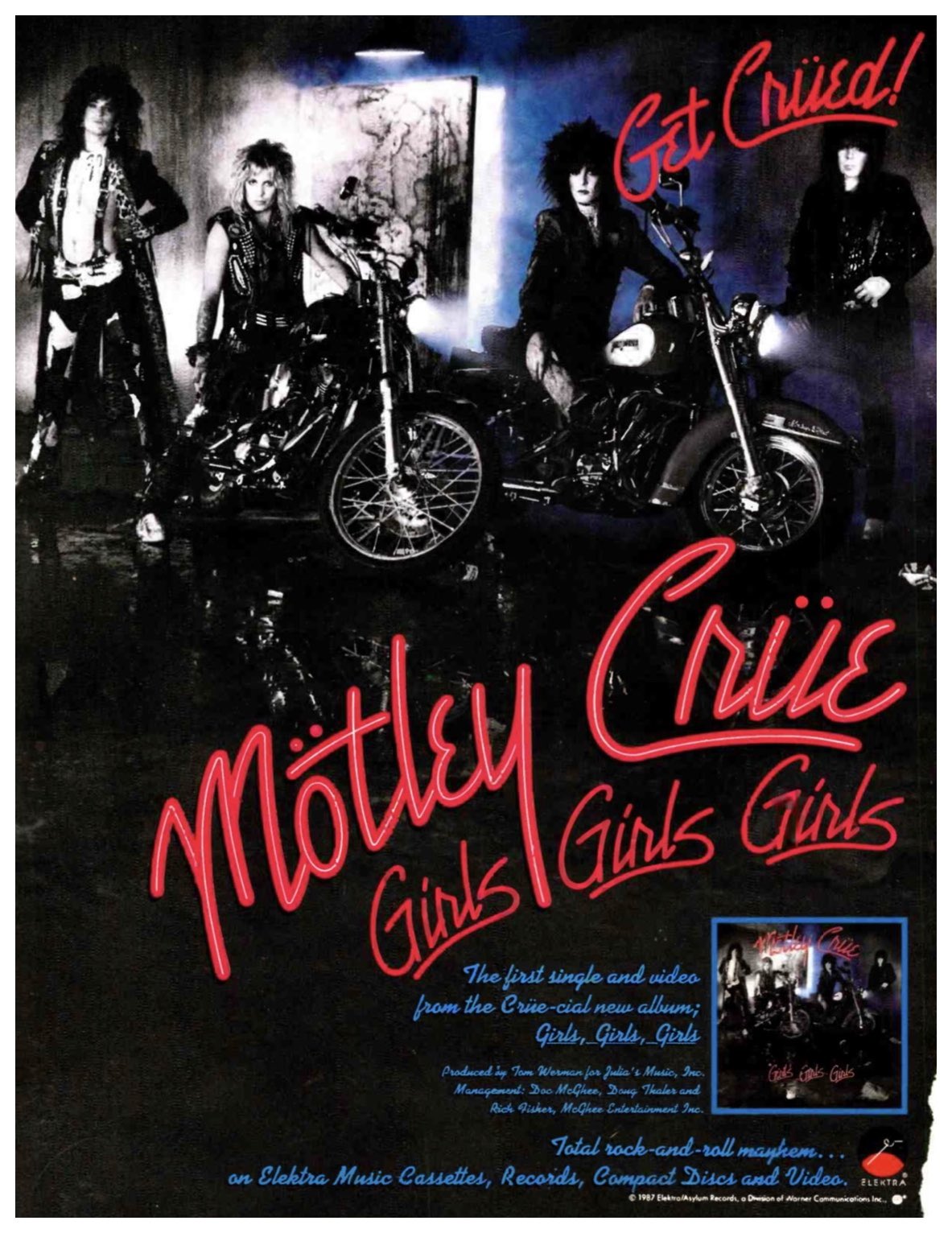 Mitch Lafon Music Industry Ad From Onthisday May 15th 1987 Get Crued With Girls Girls Girls Total Rock And Rock Mayhem Motley Crue Are Kickin A On The Wild Side