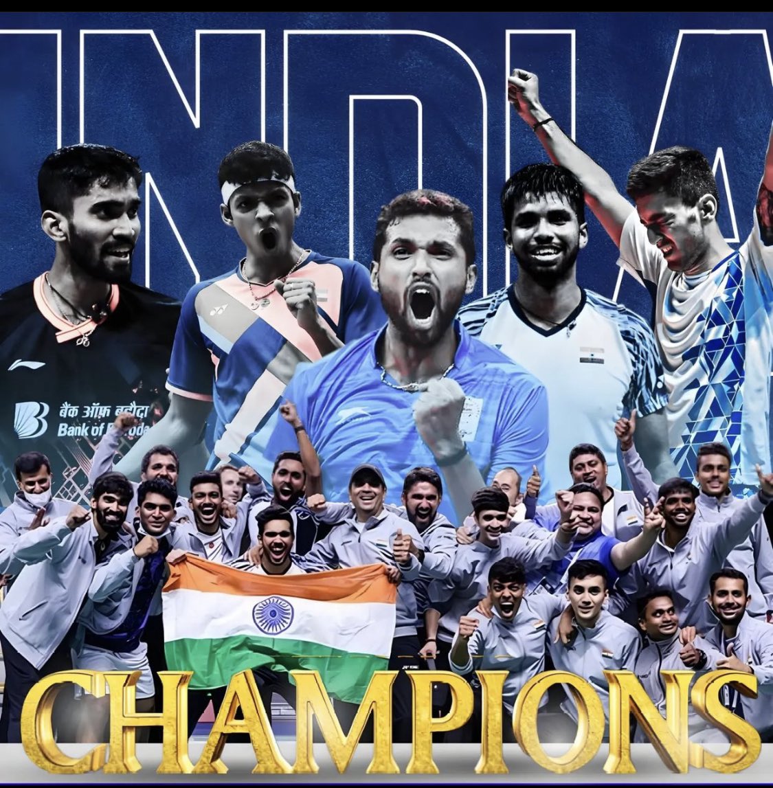 dhanush079's tweet photo. Congratulations on the marvellous achievement #TeamIndia 🇮🇳#Badminton @BAI_Media #ThomasCup2022  @IndiaSports #Victory #benchmark https://t.co/hagPI87lIT
