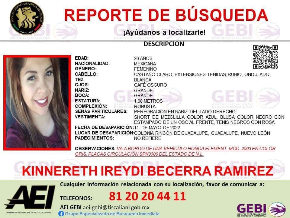NuevoLeonAlerta's tweet photo. Solicitamos de su colaboración para LOCALIZACIÓN de LIDYA IREYDI BECERRA RAMIREZ, KINNERETH IREYDI BECERRA RAMIREZ Y JOSE LUIS ENICK LOZANO BECERRA.
Las dos hermanas y el hijo de una de ellas desaparecieron luego de que salieron de Guadalupe y se dirigían a surtir mercancía a EU https://t.co/1TYutrqKjv