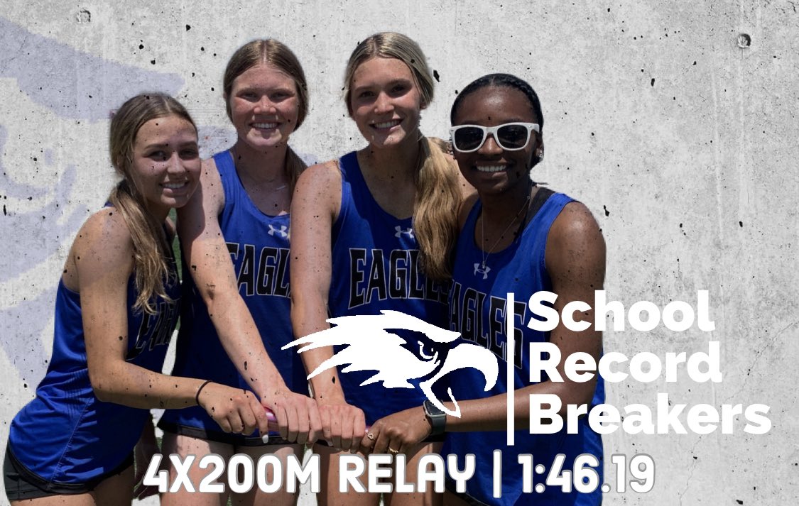 🚨SCHOOL RECORD!🚨
The 4x200m crew of Maddie Rogers, Emma Jane Ogle, Avery Huffman and Reagan Fisher go sub 1:47 for the first time in school history taking off a full second from the previous mark. Their 1:46.19 beats a record set last year by Rogers, Ogle, Huffman &amp; Weems.