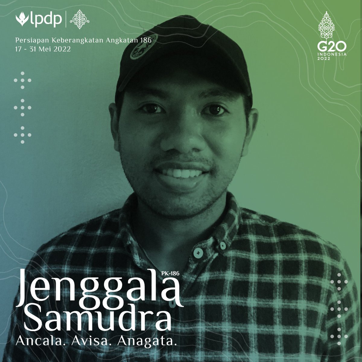 Berkolaborasi merangkai tujuan dan cita negeri, saya Patrick Latue, awardee <a href="/LPDP_RI/">#DiriUntukNegeri</a> siap mengikuti Persiapan Keberangkatan (PK) 186.
"JENGGALA SAMUDRA"

#LPDP
#PK186
#JenggalaSamudra
#DiriUntukNegeri
#AkuPastiMengabdi
#SatuDekadeLPDPSemakinBerintegritas
#SDMUnggulIndonesiaMaju