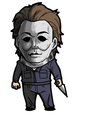 1boy brown hair solo male focus mask knife chibi  illustration images