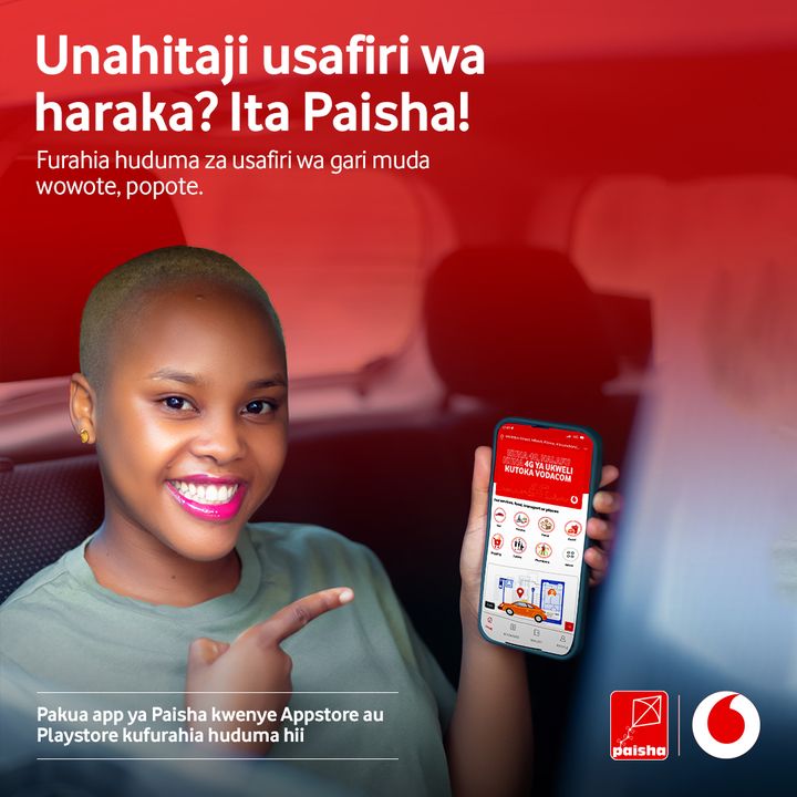 VodacomTanzania's tweet photo. Msimu huu wa mvua, itisha gari muda wowote, popote ulipo, kupitia #Paisha. Pakua app kwenye App store au Playstore. #PamojaTunaweza https://t.co/ebEjaYY4v5