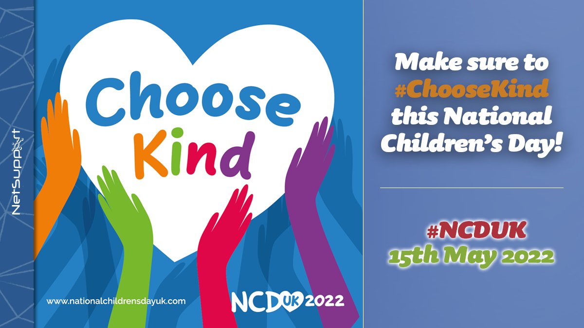 NetSupportGroup's tweet photo. #ChooseKind this National Children’s Day UK. Let us know what you do to celebrate on #NCDUK! #Learn more about what #NetSupport, #classroomcloud and #ReallySchool do to support the #wellbeing of #students here https://t.co/LPUgQqmJ33 https://t.co/EsOz4mdDvD