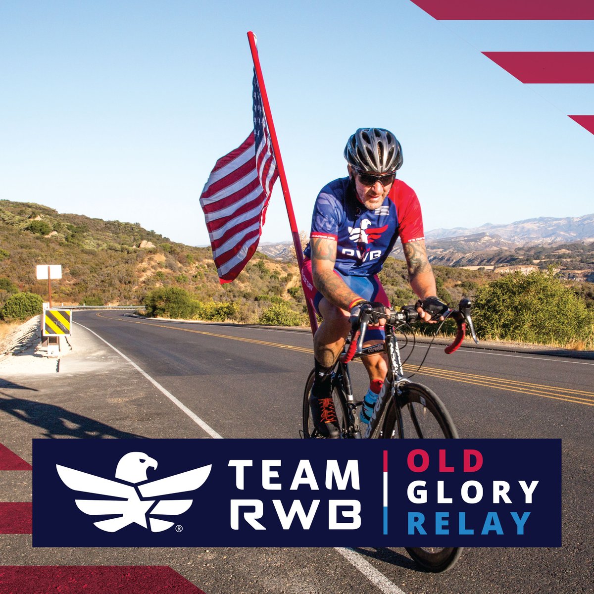 TeamRWB's tweet image. Showcase the strength, grit, &amp;amp; commitment of veterans in support of their well-being by moving the flag through 15 states &amp;amp; Washington D.C.

Join us to walk, ruck, run, push, &amp;amp; cycle one American flag in the #OldGloryRelay to @TWG2022 presented by @Airbus: teamrwb.org/ogr