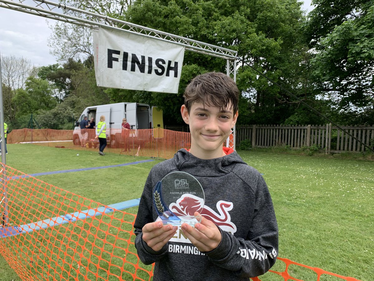 SLDickson's tweet photo. Proud of my boy today. Awarded first junior boy* and he was second overall at the #KnowleFunRun 5km. Two minutes faster than his 2019 time too🏃🏻

(*was actually 2nd junior across the line but because the overall winner was a junior too, he was given the trophy 😁) https://t.co/aawBYMX3oj
