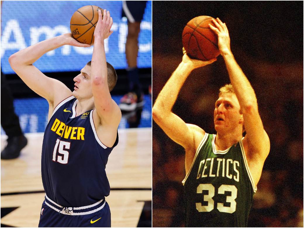 The only player in 75 years of NBA history that equaled or exceded Nikola Jokić totals of 10364 points, 5456 rebounds, and 3281 assists in his first seven regular seasons was Larry Bird, and he did it in 5400 minutes more than Nikola.