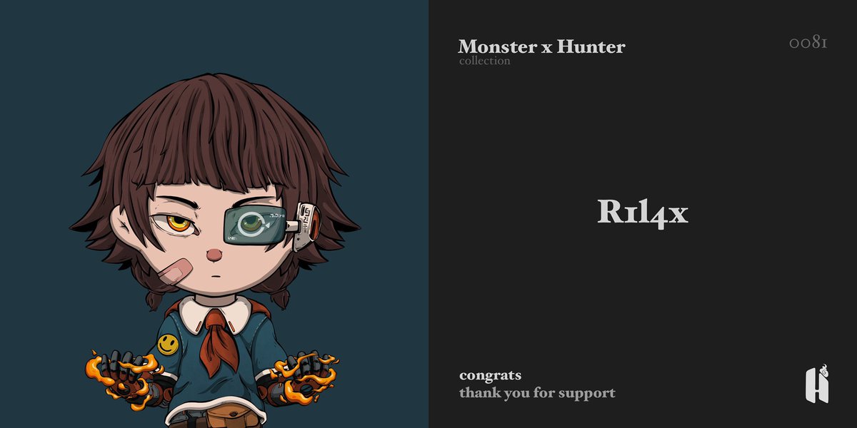 hudcheuu's tweet photo. Monster x Hunter Collection ✅
🙏 Thank @Subli8_ @r1l4x @deussivecrypto @0xwenrich for supporting my artwork. 🥰

🐳 Link OpenSea
https://t.co/VpPDokploQ

👾 Join Discord 
https://t.co/wAUrJjt8MZ

#nftcollector #NFTs #NFTCommunity https://t.co/2KtEemjyla