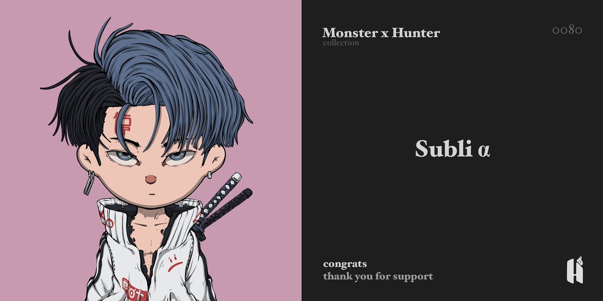 hudcheuu's tweet photo. Monster x Hunter Collection ✅
🙏 Thank @Subli8_ @r1l4x @deussivecrypto @0xwenrich for supporting my artwork. 🥰

🐳 Link OpenSea
https://t.co/VpPDokploQ

👾 Join Discord 
https://t.co/wAUrJjt8MZ

#nftcollector #NFTs #NFTCommunity https://t.co/2KtEemjyla