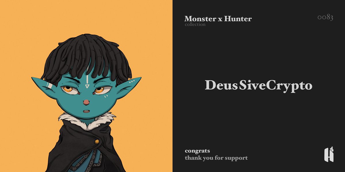 hudcheuu's tweet photo. Monster x Hunter Collection ✅
🙏 Thank @Subli8_ @r1l4x @deussivecrypto @0xwenrich for supporting my artwork. 🥰

🐳 Link OpenSea
https://t.co/VpPDokploQ

👾 Join Discord 
https://t.co/wAUrJjt8MZ

#nftcollector #NFTs #NFTCommunity https://t.co/2KtEemjyla