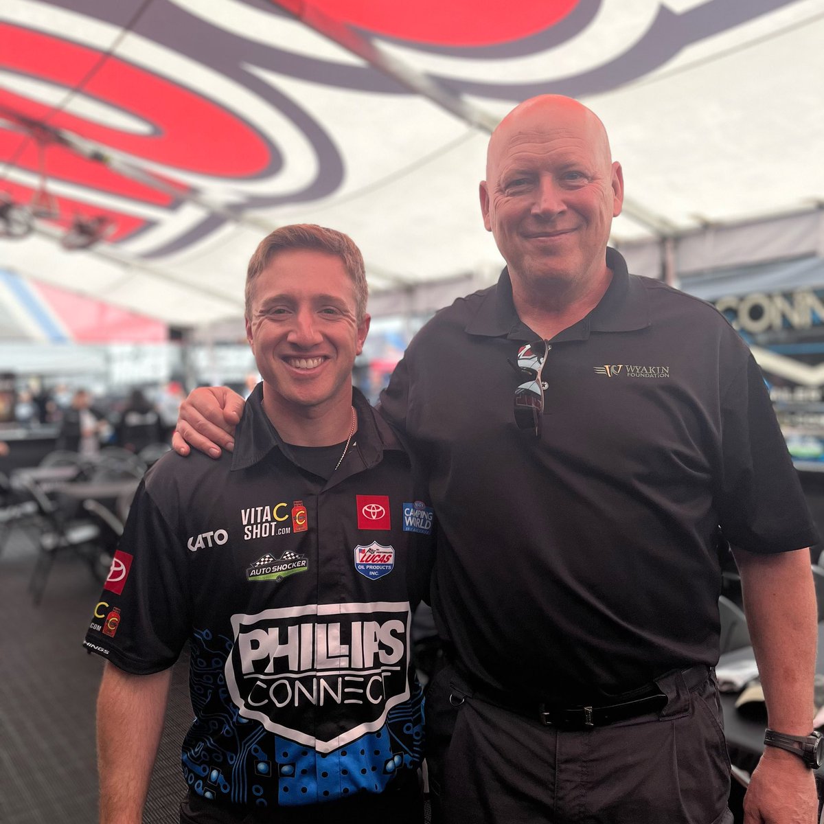 Thrilled to have the CEO and Founder of @WyakinStrong, Jeff Bacon out at the track with my @phillips_conn team this weekend! #PhillipsFamily #WyakinFoundation